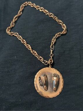 Warm Copper-Tone Round Pendant Necklace - Women Jewelry